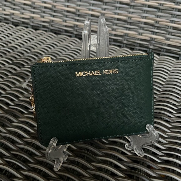 Michael Kors Jet Set Travel Small CoinPouch Wallet Racing Green - Picture 10 of 16